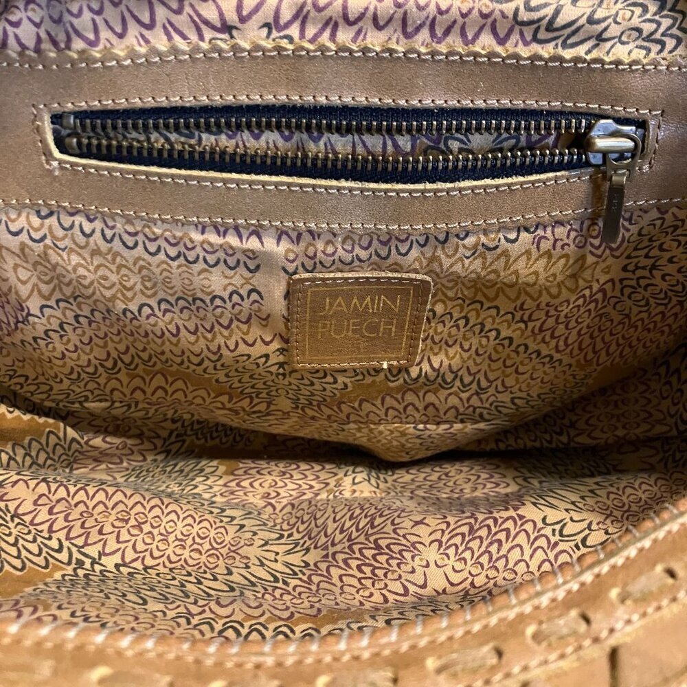Jamin Pueche Womens Designer Leather Keylock Shoulder Bag Sz Medium Brown SP EXC - Picture 10 of 12